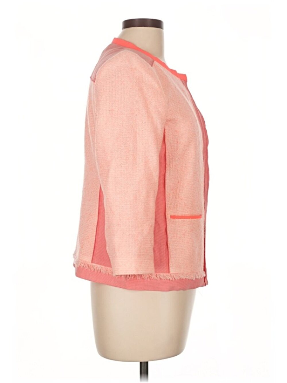 Elie Tahari Pearson Tweed Zip Jacket – Size 10 Pink Peach - Picture 5 of 8